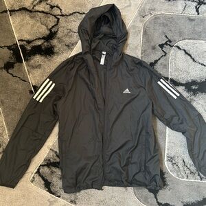 Adidas Black Windbreaker with Hood